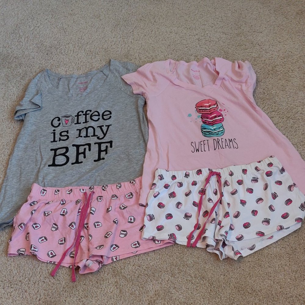 2 Sets Women's Summer Lounge Sleepwear Shorts and Tshirt set